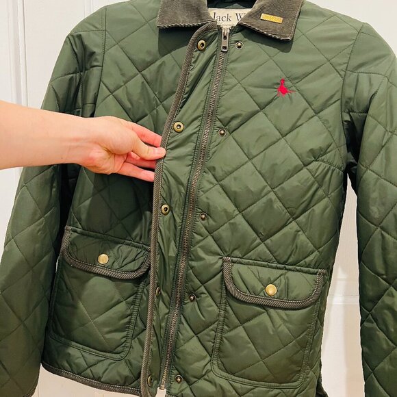Jack Wills Dark Green Olive Nylon Quilted Jacket US 4 /UK 8 British Countryside - Picture 2 of 16